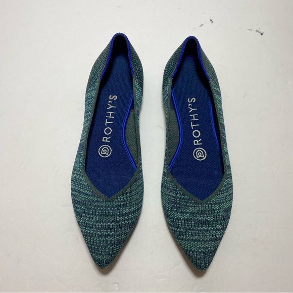 Rothy's Aqua Heather The Point Flats Blue-Green Recycled Textile Size 7 - Picture 5 of 15